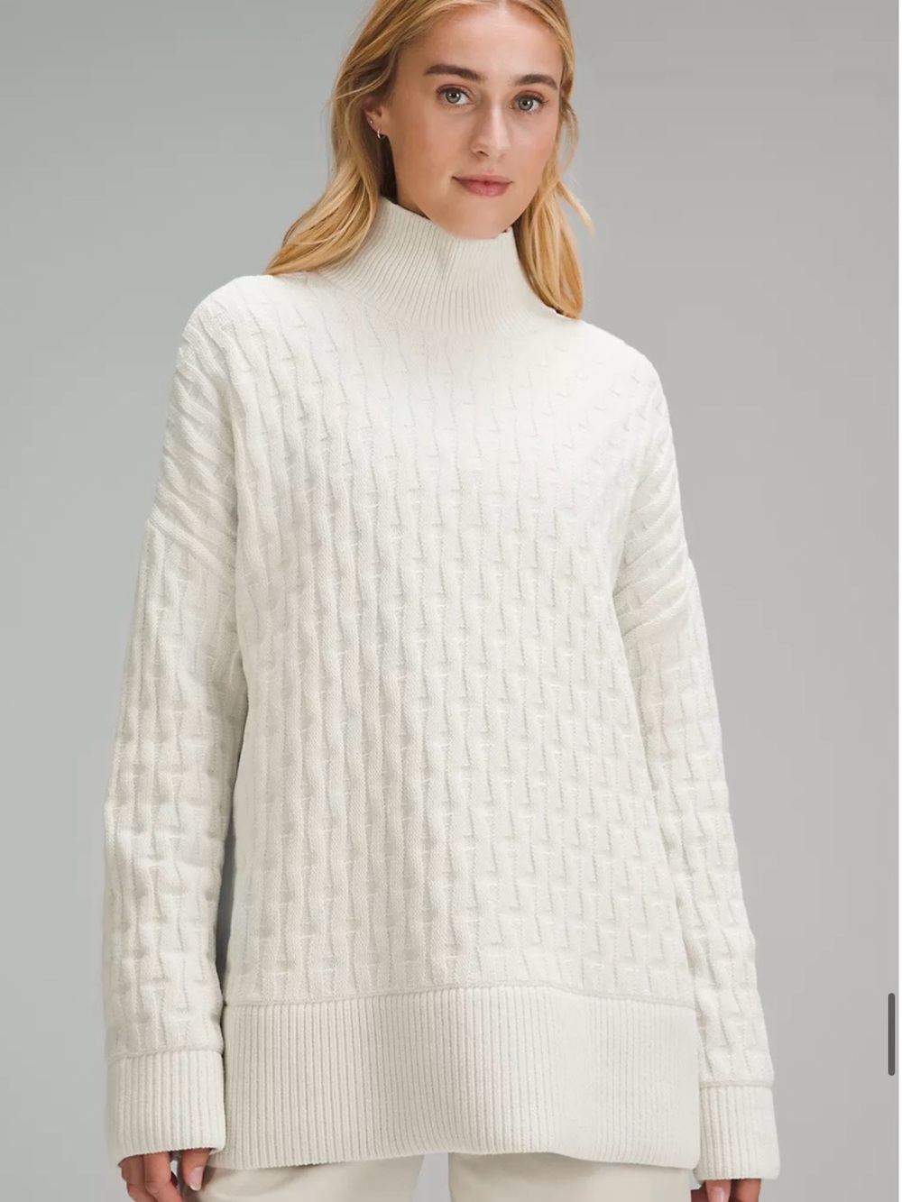 Lululemon Cream Cable-Knit Turtleneck Sweater